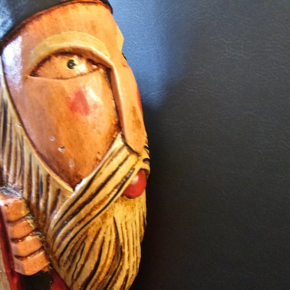 Vintage Old Carved Wood Painted Folk Art Tales Elf Santa Claus Denmark Germany - Picture 12 of 16